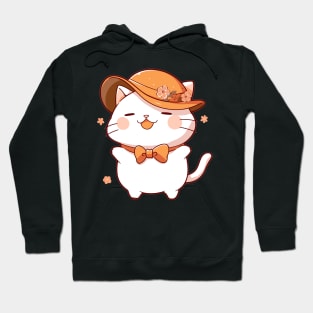 Kawaii cat ready for Thanksgiving diner Hoodie